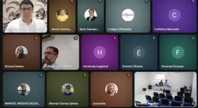 Diretores e filiados na reunião on-line da FenenSE e do SinepeSE